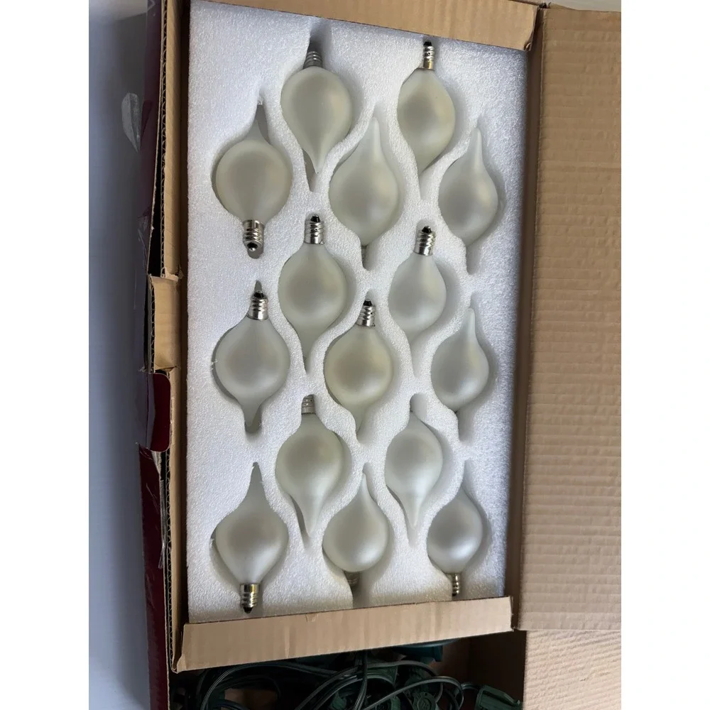 RAZ Imports 14ft Matte Kismet String Light 15 White Bulbs Green Wire L4237004